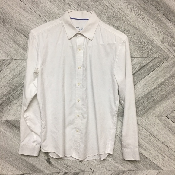 Tasso Elba | White Floral Dress Shirt Size Small - Picture 1 of 6
